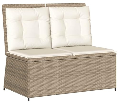 vidaXL Gartenbank Beige Poly-Rattan, Alfresco Sitzbank, Moderne Gartenliege, Robustes Terrassenmöbel, entspann Dich im Freien