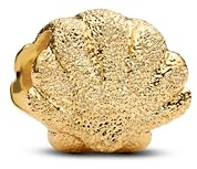 PANDORA Moments Strukturierte Muchel Mini-Charm aus Sterling Silber mit 14k vergoldeter Metalllegierung, Kompatibel Moments, 764057C00
