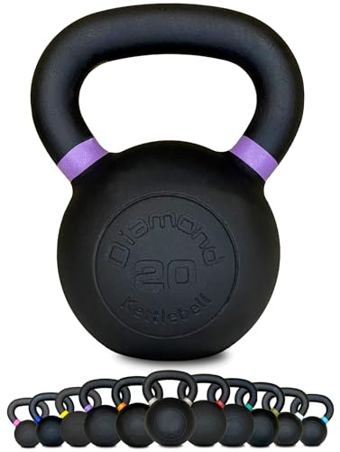 Diamond [Kettlebell Ghisa Pro 4–36 Kg] Peso In Ghisa Nera Opaca, Maniglia Grip 25–38 Mm, Pesi Per Cross Training, Allenamento Funzionale E Forza, Home Gym E Palestra