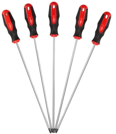 CHUENHEI 5 Teiliges Torx Schraubendreher Set Lang 300mm T15-T30 | Magnetischer Schraubenzieher Set, S2-Stahl Schraubendrehersatz mit 300mm Klingenlänge für Reparatur
