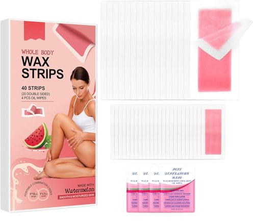 40 Stück Wachsstreifen Haarentfernung,Kaltwachsstreifen Gesicht,Waxing Strips für Unter Den Achseln, An Armen Und Beinen; Geeignet Für Männer Und Frauen.