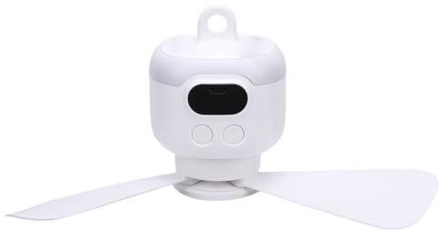 GOWENIC Deckenventilator mit Ultratragbarem Design für Camping-Wohnmobilzelte, über USB Wiederaufladbar und Leiser Ventilator mit 4 Timer-Einstellungen, ABS-Material