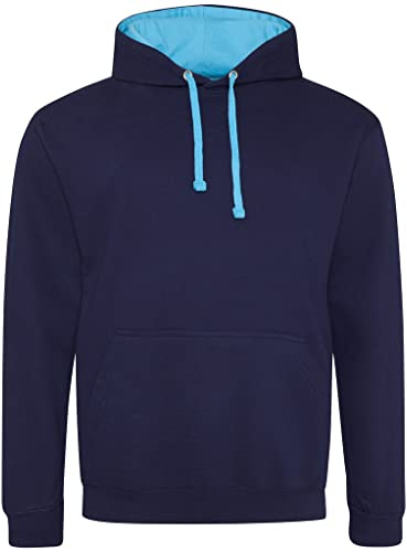 AWDis Men's Varsity Hoodie, Multicoloured (Oxford Navy/Hawaiian Blue), XX-Large