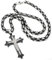 Herren Edelstahl Halskette Kreuz Anhänger silber gold schwarz + 60cm Königskette Männer Geschenk (Silber & Schwarz)