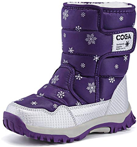 DADAWEN Girls Boys Snow Boots Winter Outdoor Waterproof Slip Resistant Cold Weather Shoes (Toddler/Little Kid/Big Kid) Purple US Size 9 M Toddler