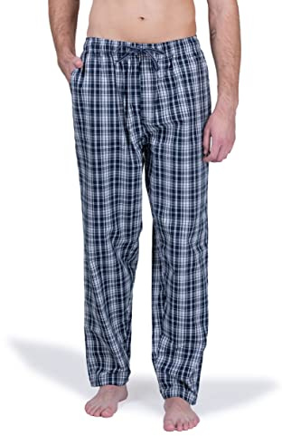 Moonline Herren Freizeithose lang 100% Baumwolle | Schlafhose aus weicher Webbaumwolle, atmungsaktiv, elastischer Tunnelzugbund, drei praktische Seitentaschen, bequem