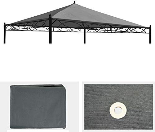 Telo di ricambio copertura tetto per gazebo Cadice poliestere 3x3m grigio