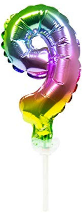 Folat 63069 Folienballon Tortendeko Regenbogen Zahl 9-13cm