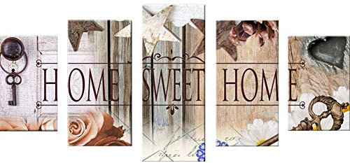 Ohok 5D Diamond Painting 5 teilig Kombination Full Kits, DIY Diamond Malerei Set Kunst Handwerk Strass Stickerei Painting Bilder Dekoration für Haus Wand Dekor (Sweet Home-40x90cm)