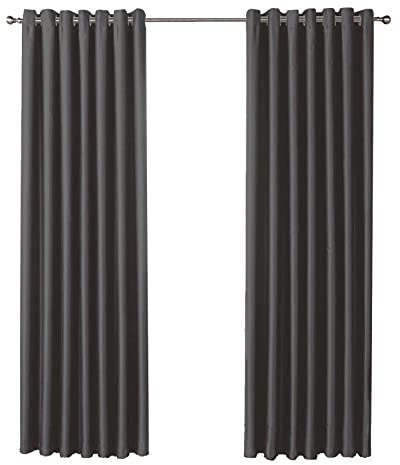 Olivia Rocco Blackout Eyelet Curtains Black Out Thermal Ring Top Curtain Pair Window Treatment Living Room Bedroom, 46 (Width) x 72 (Drop) Charcoal