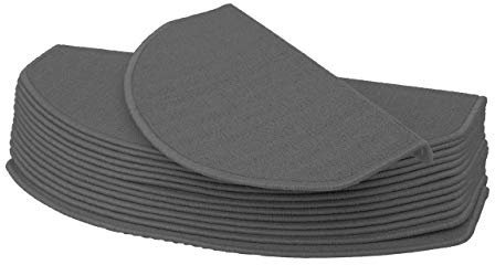 Mendler 15er-Set Stufenmatte HWC-G49, Treppenteppich Treppenschutz Treppenmattenset, 65x25cm - halbrund, grau