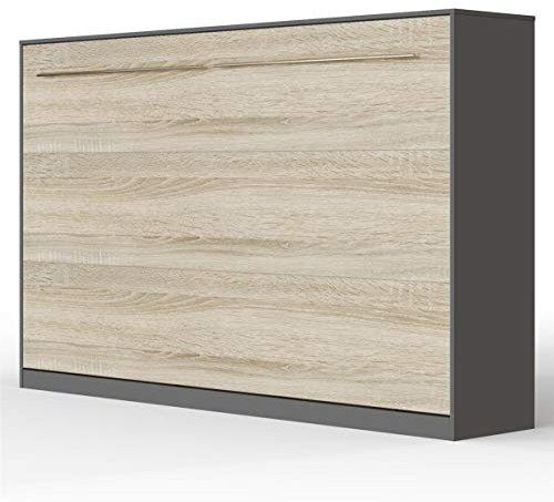 SMARTBett Schrankbett Standard Anthrazit/Eiche Sonoma 120 Horizontal