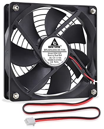 GDSTIME 120mm Fan 12V 120 x 25mm Dual Ball Bearing DC Brushless Cooling Fan 2Pin 2000 RPM High Speed 12CM Case Cooler For Ventilation Exhaust