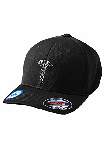 Caduceus Bestickte Freimaurer-Mütze Flexfit Erwachsene Cool & Dry Sport Hat, Schwarz, L/XL