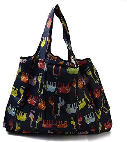 BEEFLYING 3 Stück Faltbare Umweltfreundliche Nylon-Einkaufstaschen Wiederverwendbare Wasserdichte Einkaufstaschen Blattmuster Mit Beutel Und Taschengriff (52.5x60x0.15cm)