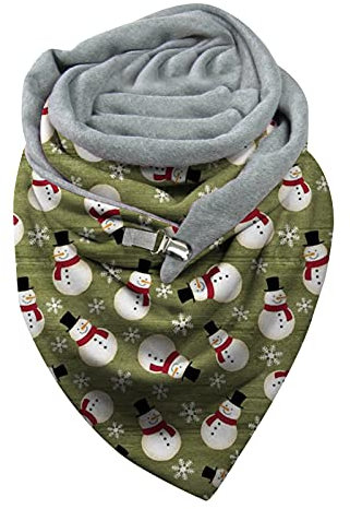 Lazzboy Schals Damen Weihnachten Schneeflocke Druck Winter Knopf Weiche Wrap Warme Tücher Schal Dreieck Shawl Groß Elegant Wickelschal Mit Lässig Herbst Halstücher Poncho Weicher (D)