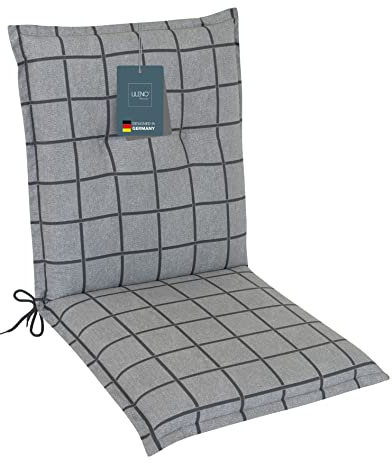 LILENO HOME Gartenstuhl Auflagen als [1er Set - Niedriglehner] in Yacht-Karo Hellgrau - Bequeme Liegen als Sitzauflagen für Gartenmöbel - Stuhlkissen für Gartenstühle und Klappstühle