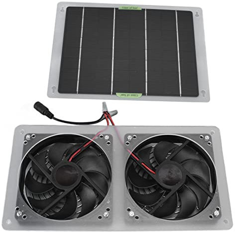 100W Solar Panel Fan Kit, 12V Waterproof Solar Powered Ventilation Exhaust Dual Fan, Portable Solar Vent Fan Cooler for Chicken Coop Greenhouse Shed Dog House