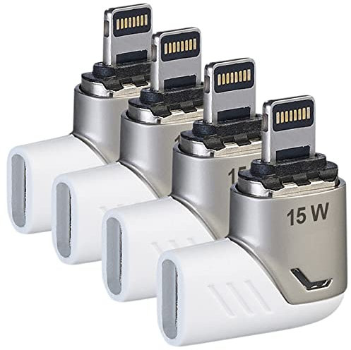 Callstel Adapter iPhone-Ladekabel: 4er-Set Lightning-kompatibler 90°-USB-C-Schnell-Ladeadapter,magnetisch (Lightning Magnetic Adapter, Handyadapter)