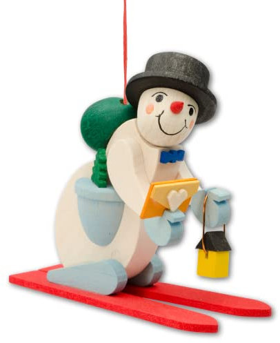 Graupner Holzminiaturen® | Schwebender Schneemann Christbaumschmuck aus Holz | Original Erzgebirgische Holzkunst® | Hochwertige Handarbeit | Besondere Geschenkidee