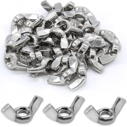 Kyuionty 1/4-20 Wing Nuts, Stainless Steel Butterfly Wing Nuts, Hand Twist Tighten Ear Wingnuts Fasteners Parts (60 Pcs)
