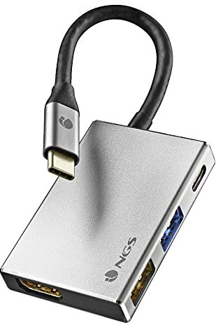 NGS Wonder Dock 4 - Hub USB-C 4 en 1, Adaptador Multipuerto (USB 3.0, USB 2.0, USB-C, HDMI), Compatible con MacBook Pro, MacBook Air, iPad Pro, XPS, Chromebook y Otros Dispositivos con USB-C