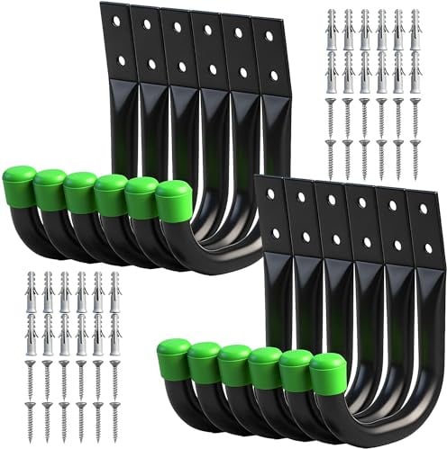 SWANLAKE Robuste Garagen-Aufbewahrungshaken, Utility-Haken für Garagenwand, Farbe Schwarz (12 Stück)