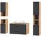 Planetmöbel Badmöbelset Waschtischunterschrank LUX 90 cm OHNE Waschbecken mit Hochschrank Gold Eiche/Anthrazit und 2X Midischrank Gold Eiche/Anthrazit