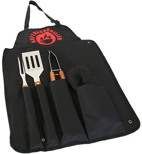 Grillschürze Kochschürze AUFTRAGSGRILLER schwarz mit Zubehör