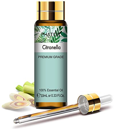 PHATOIL Huile Essentielle Citronnelle 10 ML, Huile de Citronnelle Pure Naturelle, Huile Essentielle pour Diffuseur Aromathérapie Humidificateur, Bougies
