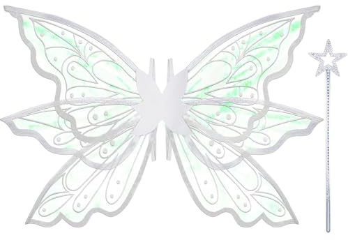 Goenb Feenflügel Erwachsene Feenflügel Kinder, Feen Flügel Damen Erwachsen Winx Club Kostüm Fairy Wings für Karneval Geburtstag Halloween Weihnachten Comic Con Rollenspiele Themed Party (Silber)