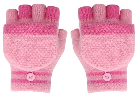 Kinder Convertible Winter Handschuhe für Mädchen Jungen 4-8 Jahre Halb Fingerlose Handschuhe mit Flip-Top Kaltes Wetter Kinder Fäustlinge Warme Strick Handschuhe Warm Isolierte Handschuhe Geschenk