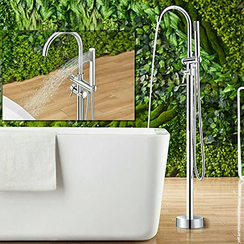 Grifo de bañera independiente,Grifo de bañera montado en el suelo con ducha de mano,Juego de ducha Grifo de pie