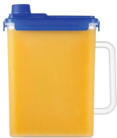 LocknLock Aqua Fridge Door Water Jug with Handle BPA Free Plastic Pitcher with Screw Top Lid Perfect for Making Teas and Juices, 1 Gallon, Blue