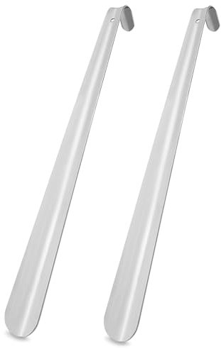 Diompirux 2 pièces 42cm Chausse Pied Long Acier Inoxydable, Long Chausse-pieds Avec Crochet Trou, Chausse Pieds Metal pour Convient à Toutes Les Tailles de Pieds, Facile à utiliser Chausse-pied stable