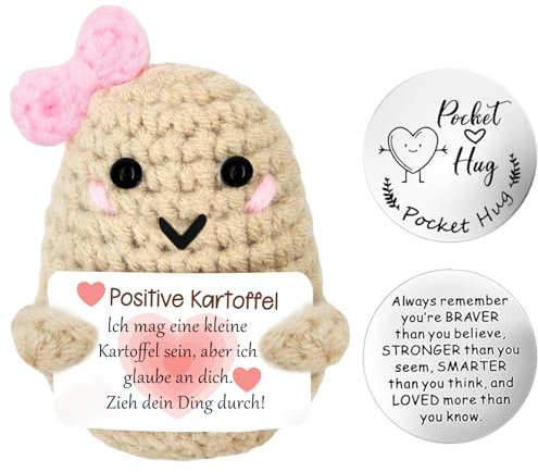 Meanju Glücksbringer Abitur 2025,Bachelor Abitur 2025 Geschenke Positive Kartoffel,Pocket Hug Strickwolle Potato Puppe,Glücksbringer Prüfung,Positive Potato