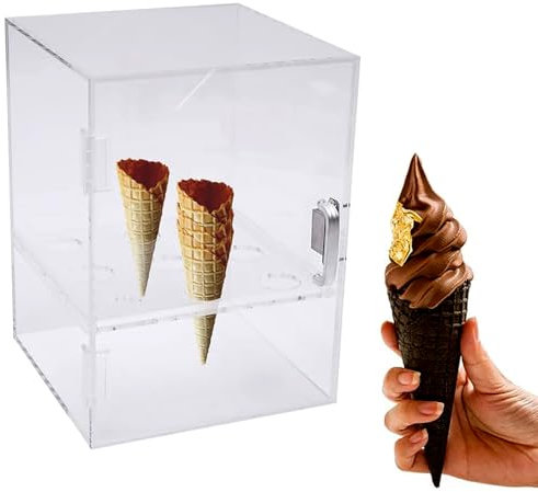 PODEC Eistütenschrank, 9-Loch-Eistütenhalterständer, Transparenter Waffel-Handrollen-Sushi-Ausstellungsständer, Transparente Vitrine, Für Dessertladen, Eiscrememesse