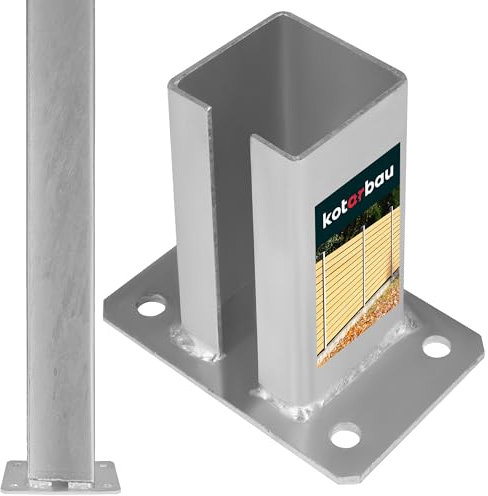 KOTARBAU® Aufschraubhülse Pfostenträger 80 x 80 mm aus Feuerverzinkt Stahl Pfostenschuh Betonanker Pfostenhalter Bodenhülse Balkenträger Vierkantholzpfosten Zaunträger Hülse