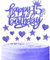 Nightfall Birthday Cake Cupcake Toppers, Blue Glitter Cake Toppers for Cake, Royal Blue Happy 15th Birthday Cake Toppers, Personalised Cake Cupcake Topper for Girls Boys 15th Birthday Cake Decorations
