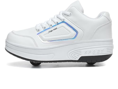 Wttagkl Laufschuhe mit Rollen, Turnschuhe, einziehbare technische Skateboard-Schuhe, modische Skateboard-Schuhe, Rollschuhe, Outdoor-Training, Kinder, Teenager