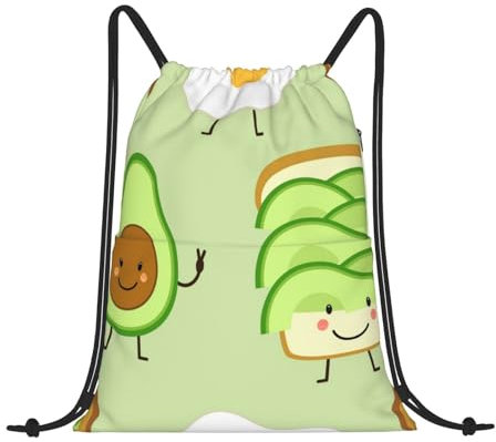 EgoMed Kordelzug-Rucksack, Rucksack-String-Tasche, Sport-Cinch-Sackpack, String-Tasche, Turnbeutel, Süße Avocado und Toast und gebratenes Ei
