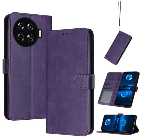 QiongniAN Coque en Cuir Compatible avec Tecno Spark 20 Pro+,Compatible avec Tecno Spark 20 Pro Plus KJ7 Étui pour téléphone à clapet Coque Purple