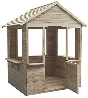 ROBINCOOL Casetta per Bambini in Legno Adele 1,2 m² de 120x108x138 cm Casetta da Gioco per Esterni con Porta a Battente, Tetto a Due Falde, Finestre e Pavimento
