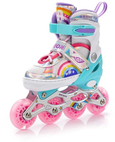 meteor LED Inliner für Kinder Perfekt für erste Fahrversuche - Verstellbare Kinderinliner mit Bequemen Schuhen und Leuchtrollen - Volle Action auf Rollen mit coolen Leuchtdingern!