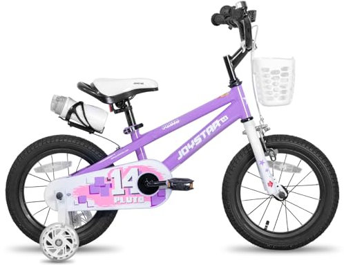 JOYSTAR Pluto Kids Bike Bicicletta da 16 pollici, per bambini dai 4 ai 7 anni, per bambini con ruote di supporto, viola