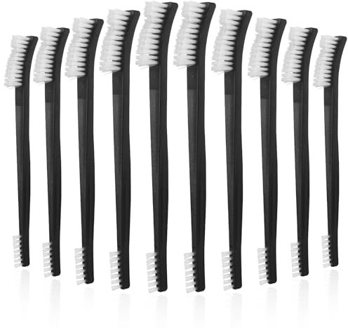 Reinigungsbürsten Set, 10 Stück Doppelseitiges Nylon Reinigungsbürsten mit Zwei Enden Mini Kunststoff Allzweckbürsten mit Steife Borsten Kleine Detailing Fugenbürsten für Küchenspüle Badezimmer
