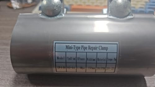 2” X 6” inches pipe repair clamp, Stainless Steel, Clamp with Two Bolt, repair water pipe leak or copper pipe leak repair kit.(60-64MM)