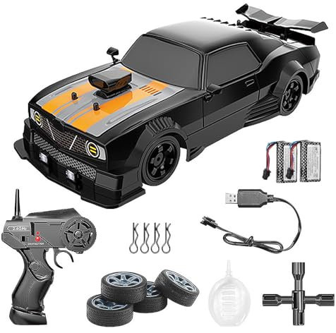 fisca 4WD Ferngesteuertes Auto,1:16 Skala 2.4GHz 18+KM/H High Speed RC Drift Car mit LED Lichtern, RC Rennwagen Spielzeug für Jungen Mädchen (SC-16A04-1)