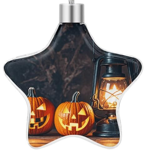 Weihnachtsbaumschmuck, ein Jack-o'-Lantern mit einem Smiley-Gesicht, Weihnachtsschmuck, festliche hängende Ornamente, Kunststoff und Aluminium, glitzernder Anhänger