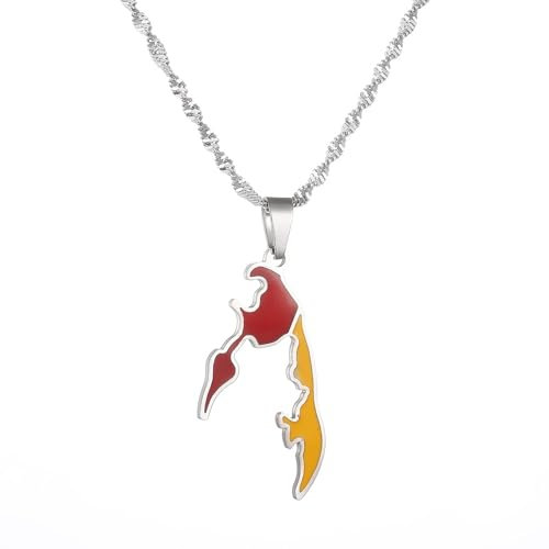 OAUWKEIY Anhänger Halskette Tamil Eelam Karte Flagge Anhänger Halskette Herren Damen Anhänger Halskette Ethnische Geschenke Schmuck